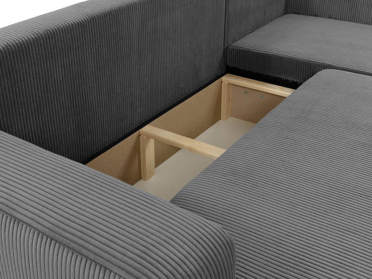 ECKSOFA Piano L Cord - Schwarz/Naturfarben, Holz/Kunststoff (244/145cm) - MIRJAN24