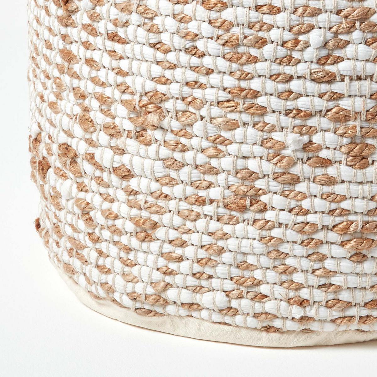 SITZPOUF Sierra, rund mit Ethno-Muster, 40/40/45 cm - Beige, Textil (45/40/45cm) - Homescapes