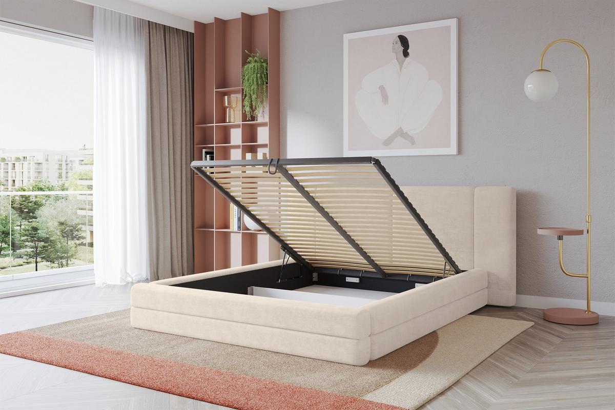 POLSTERBETT mit Bettkasten und Lattenrost, Bett mit Matratze H3/H4 - TEVO 140x200 Beige - Beige, Holzwerkstoff/Textil (140/200cm) - ALTDECOR