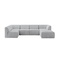 WOHNLANDSCHAFT Ottomane Rechts MOVO-L 345x180x78 cm Grau Cord - Grau, Holzwerkstoff/Kunststoff (180/78/345cm) - ALTDECOR