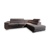 ECKSOFA APIRO R-S Braun Kordstoff mit Schlaffunktion - Silberfarben/Braun, Holz/Textil (276/202cm) - MASSENO