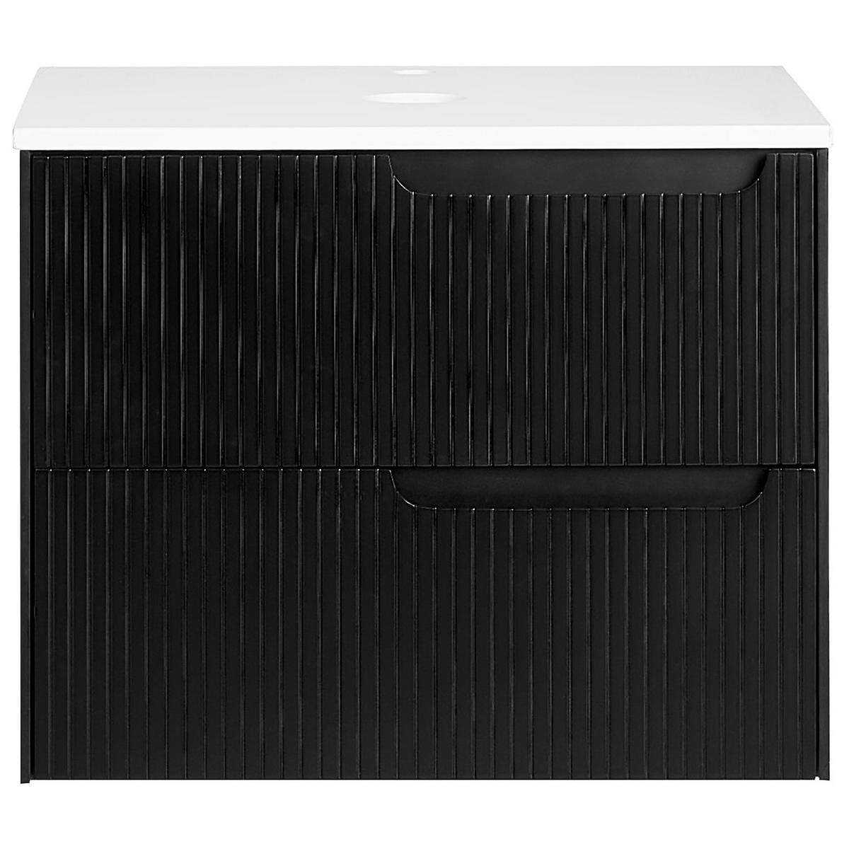 WASCHBECKENUNTERSCHRANK wandmontiertk 60 cm Schwarz Quintela - Schwarz, Holzwerkstoff (60/48/52cm) - Beliani