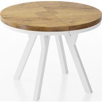 ESSTISCH Lume Weiß runder ausziehbarer, Lancelot Eiche 100-200/100/76 cm - Eichefarben/Weiß, Holz/Holzwerkstoff (100/200/76cm) - WFL GROUP
