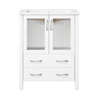 WASCHTISCHUNTERSCHRANK Hochglanz-Weiß mit Keramikbecken & Riffelglas - Weiß, Holzwerkstoff (61/86/47cm) - Urban Meuble