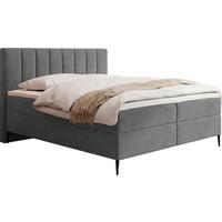 BOXBETT Allen mit Bettkasten, Samt Grau 160x200 cm – inkl. H4 Taschenfederkern Matratze & Foam Topper - Schwarz/Grau, Holz/Holzwerkstoff (160/200cm) - WFL GROUP