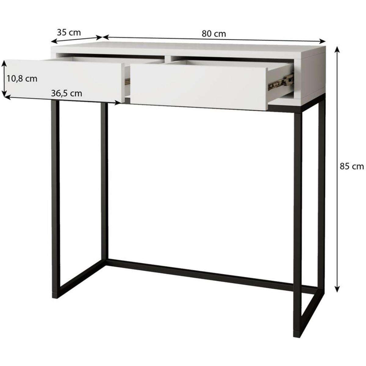 KONSOLENTISCH Lango 80/85/35 eiche Artisan mit weißen Metallbeinen - Eiche Artisan/Weiß, Holzwerkstoff/Metall (35/80/85cm) - Beautysofa
