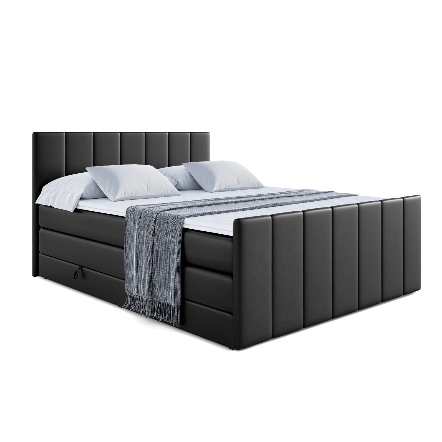 BOXSPRINGBETT MOETI-Z KING - 140x200 - H3/H4 - Schwarz Hochglanz - Schwarz Hochglanz, Holzwerkstoff (140/200cm) - ALTDECOR