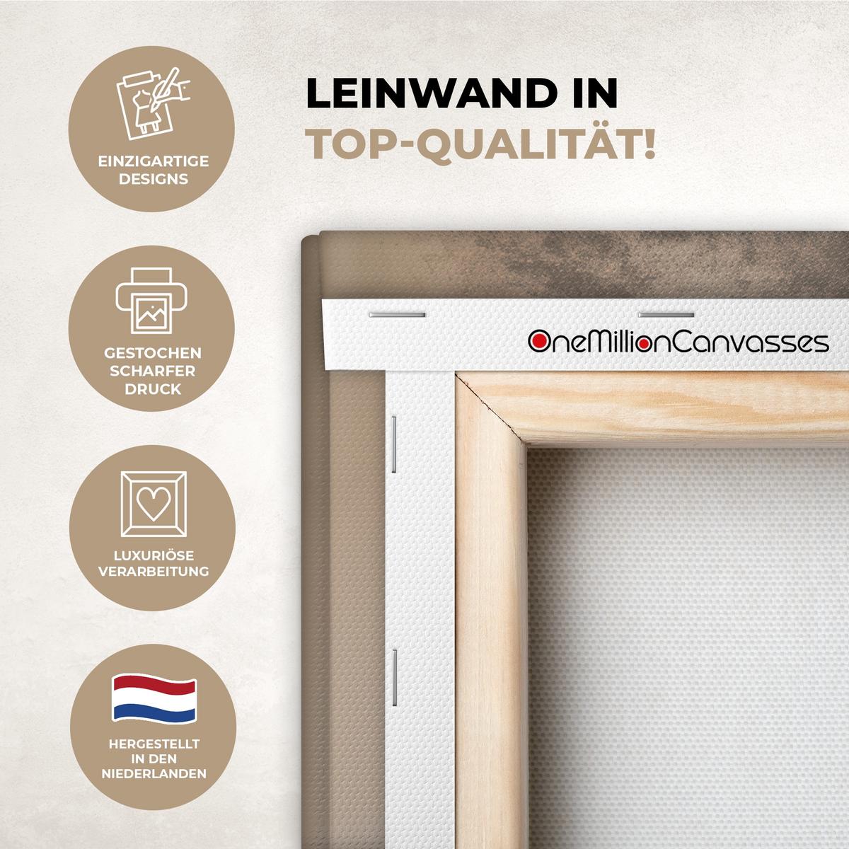 LEINWANDBILD Vogel - Beige - Japanisch Deko Wohnzimmer 20x20 cm - Taupe, Textil (20/20cm) - MuchoWow