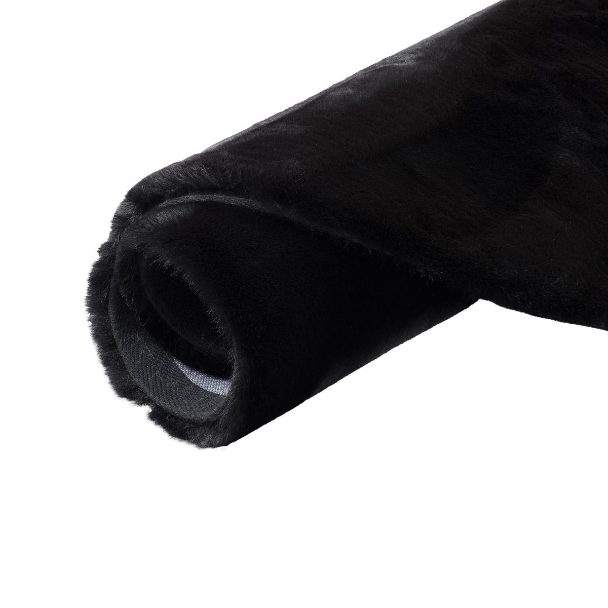 FELLTEPPICH LUXUS SUPER SOFT PLUSH RUND - Schwarz, Textil (120/120cm) - Pergamon