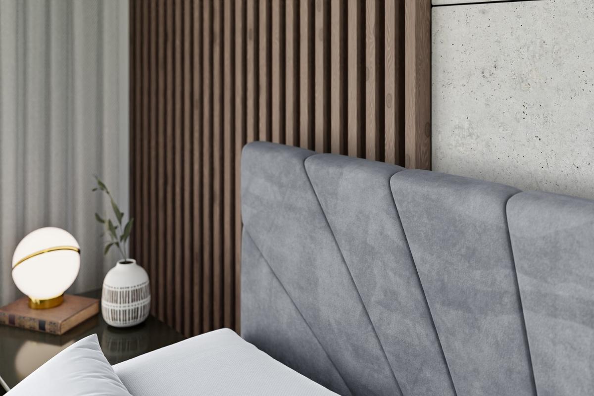 BOXBETT mit Matratze H4 und Lattenrost - MILTIO - 180x200 cm - H4 - Grau - Grau, Holzwerkstoff (180/200cm) - ALTDECOR