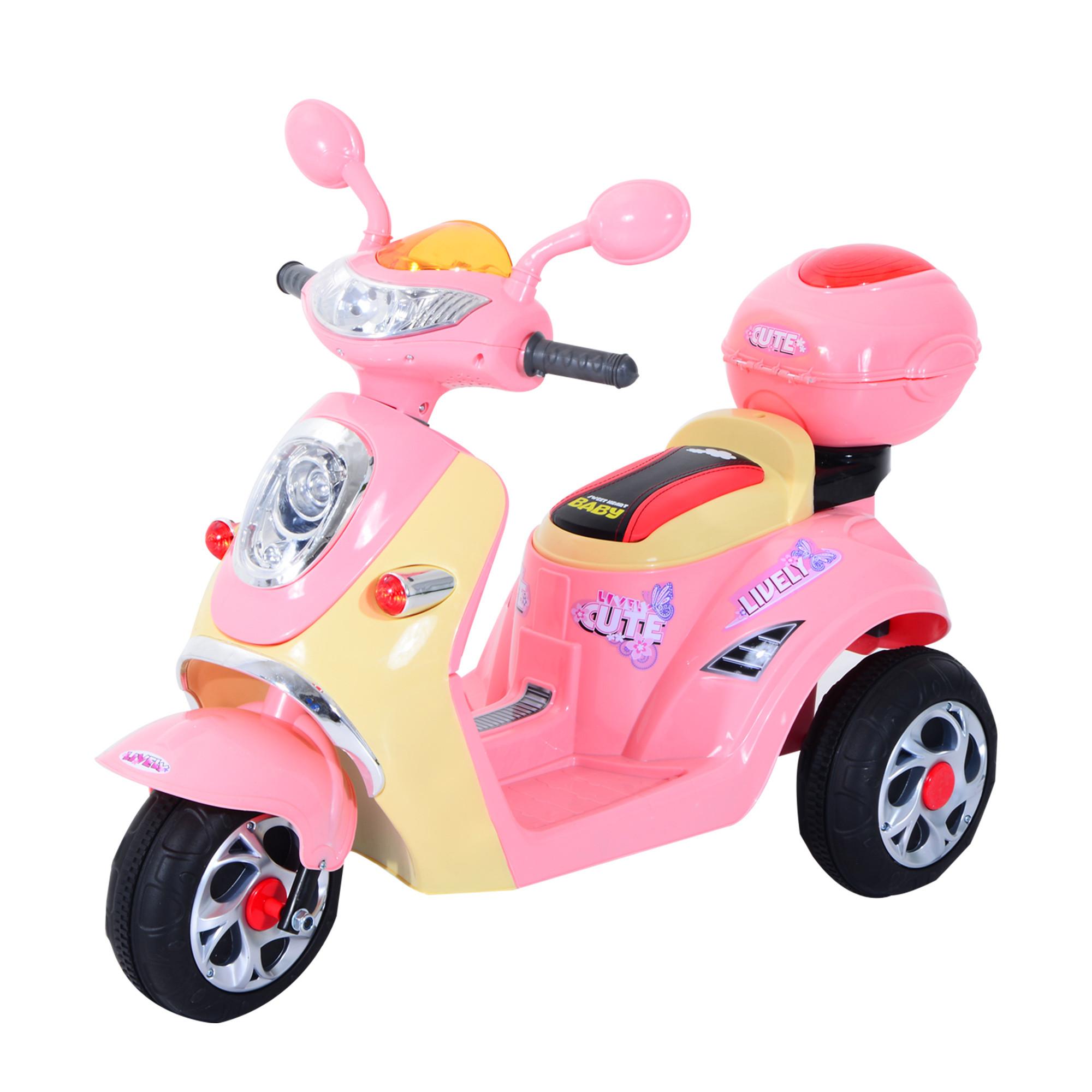 ELEKTRO Kindermotorrad Elektromotorrad Elektroauto Kinderfahrzeug Dreirad 3 km/h - Rosa, Kunststoff (108/51/75cm) - HOMCOM