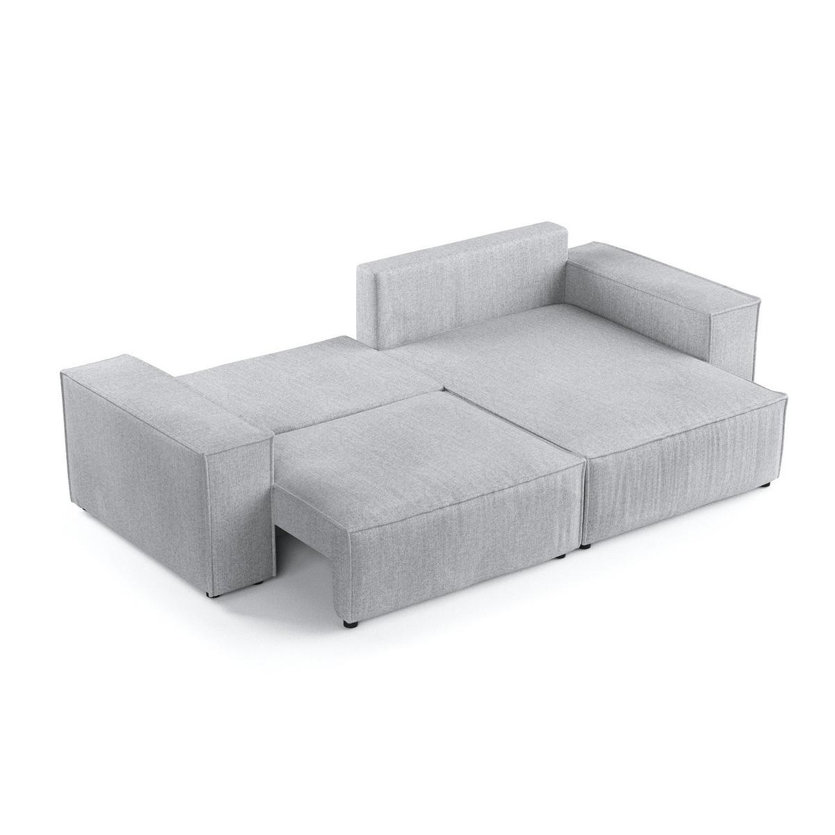 ECKSOFA SENSO mit Schlaffunktion Hellbeige im City Stoff - Hellgrau/Schwarz, Holz/Holzwerkstoff (255/148cm) - AltaBeds