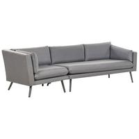 GARTENSOFA 3-Sitzer grau linke Seite modular Loretello - Grau, Textil (243/70/76cm) - Beliani