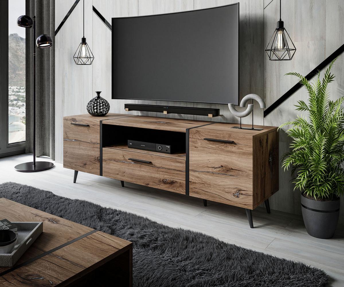 TV-ELEMENT ONYX LOFT auf Beinen 158 cm - Eichefarben, Holzwerkstoff (158/53/41.3cm) - Lookway