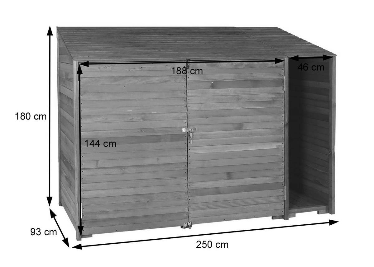 GERÄTESCHUPPEN Braun - Braun, Holz (250/180/93cm) - MCW