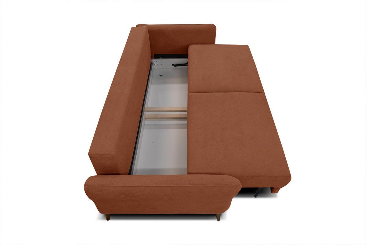 SOFA FIGARI 3-Sitzer mit Schlaffunktion, dunkelorange - Dunkelorange/Braun, Holz/Textil (232/90/107cm) - Wozimo