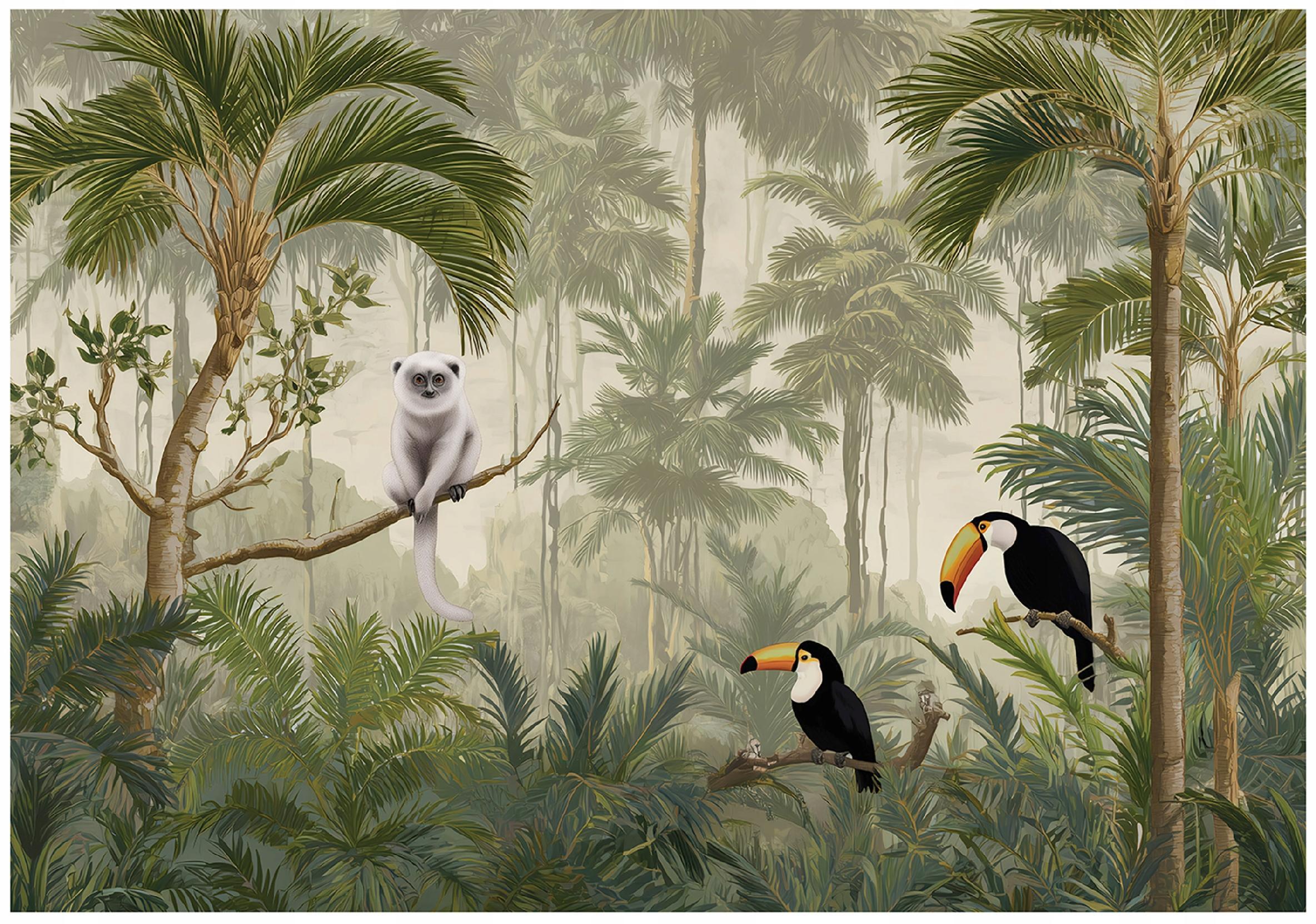 FOTOTAPETE Dschungel Tiere Grün 200x140 cm - Multicolor, Papier (200/140cm) - Wallarena