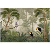 FOTOTAPETE Dschungel Tiere Grün 200x140 cm - Multicolor, Papier (200/140cm) - Wallarena