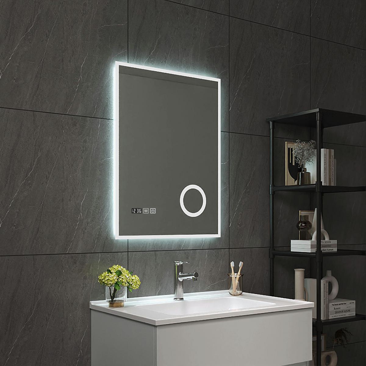 BADEZIMMERSPIEGEL Lizzano - Weiß, Glas/Metall (60/80/3cm) - pro.tec