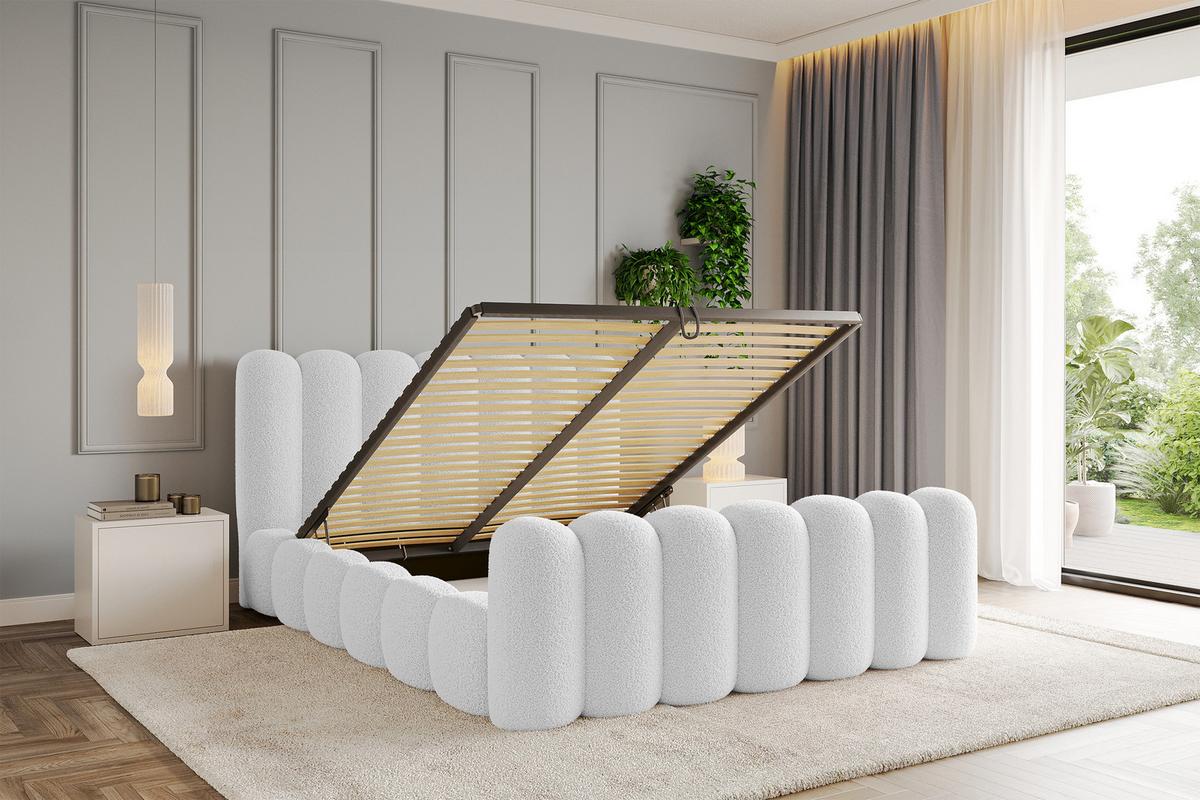 POLSTERBETT mit Bettkasten, Fußteil und Lattenrost, Boxbett ohne Matratze - SENA-Z 140x200 Weiß - Weiß, Holzwerkstoff/Textil (140/200cm) - ALTDECOR