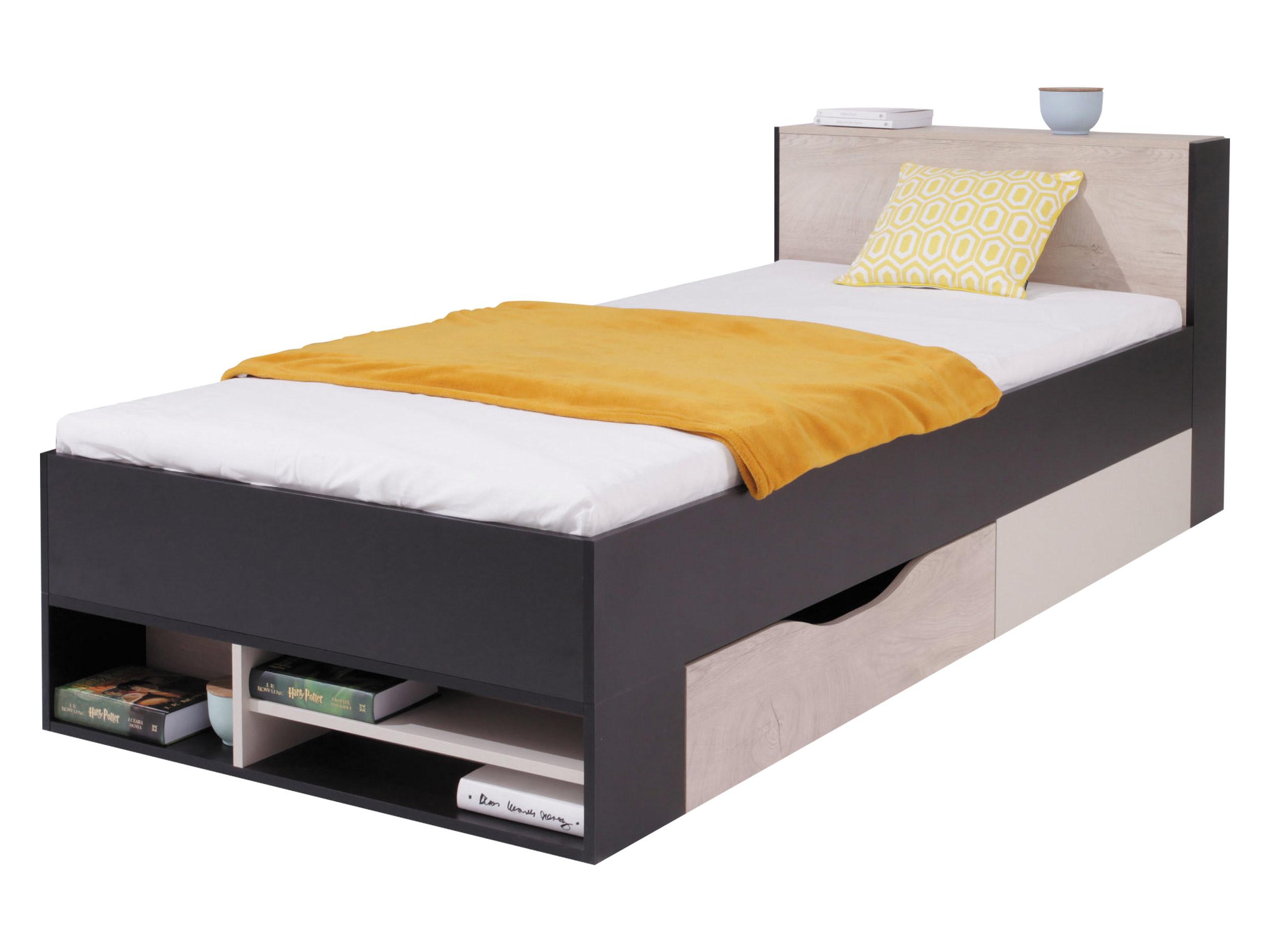 JUGENDBETT Planet 14 L / P - Eichefarben/Schwarz, Holzwerkstoff (90/200cm) - MIRJAN24