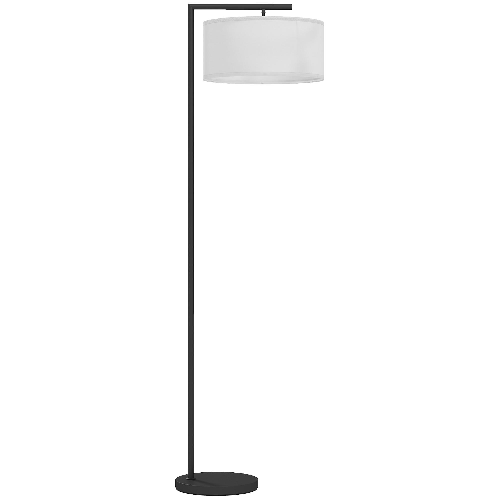 STEHLAMPE Eisen Leinenstoff Schwarz+weiß - Schwarz, Metall (47/37/153cm) - HOMCOM