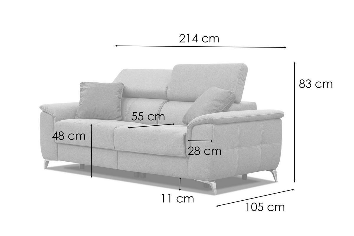 SOFA PLAUEN 3-Sitzer mit 2 Relaxfunktionen, beige - Beige/Silberfarben, Holzwerkstoff/Textil (214/83/105cm) - Wozimo