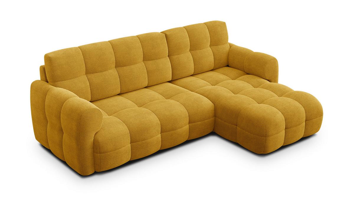 ECKSOFA MELLOW 3-Sitzer, safran - Gelb/Schwarz, Holz/Textil (232/156cm) - Wozimo