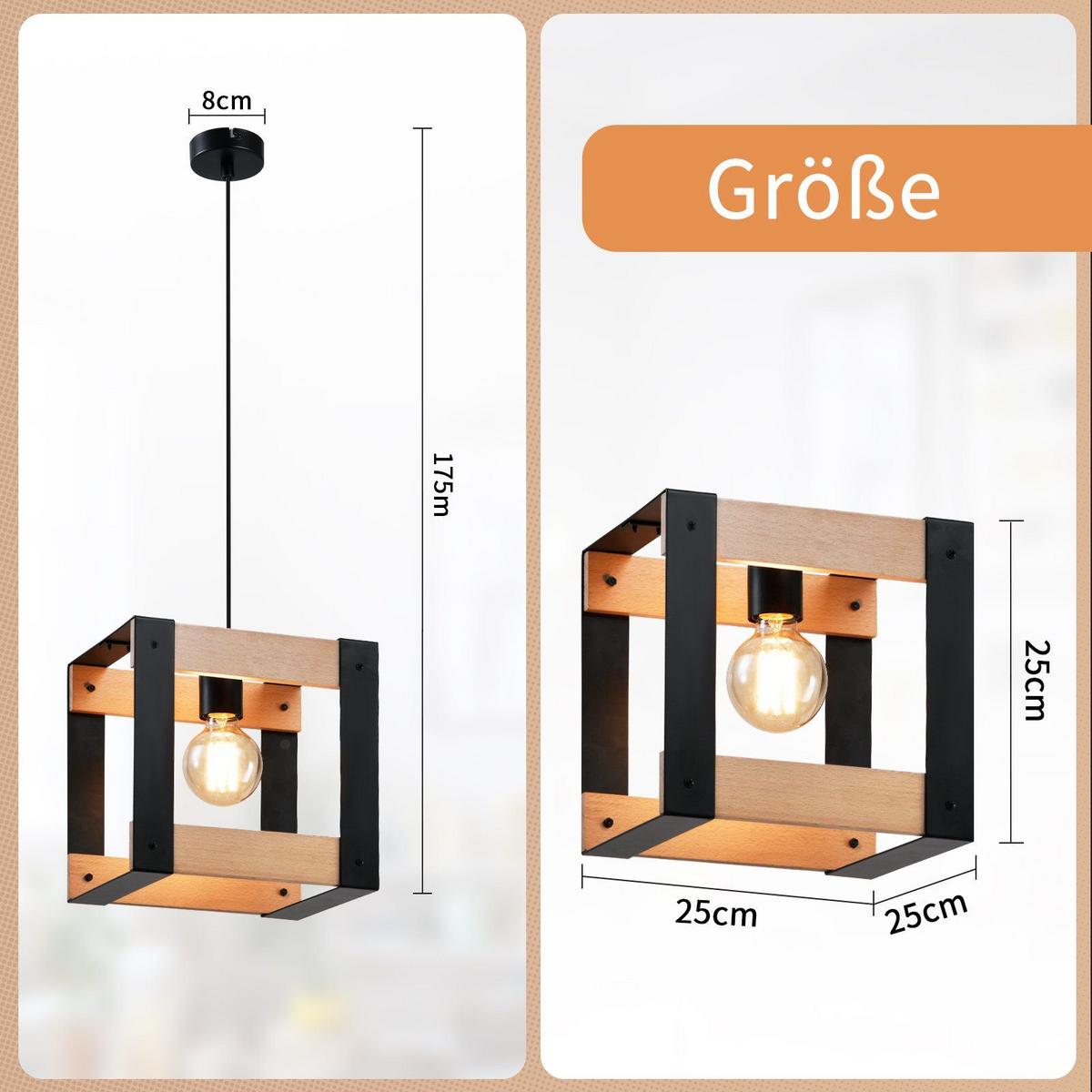 PENDELLEUCHTE Margarete 1-flammig 25/25/175 cm - Braun, Holzwerkstoff (25/25/175cm) - Nettlife