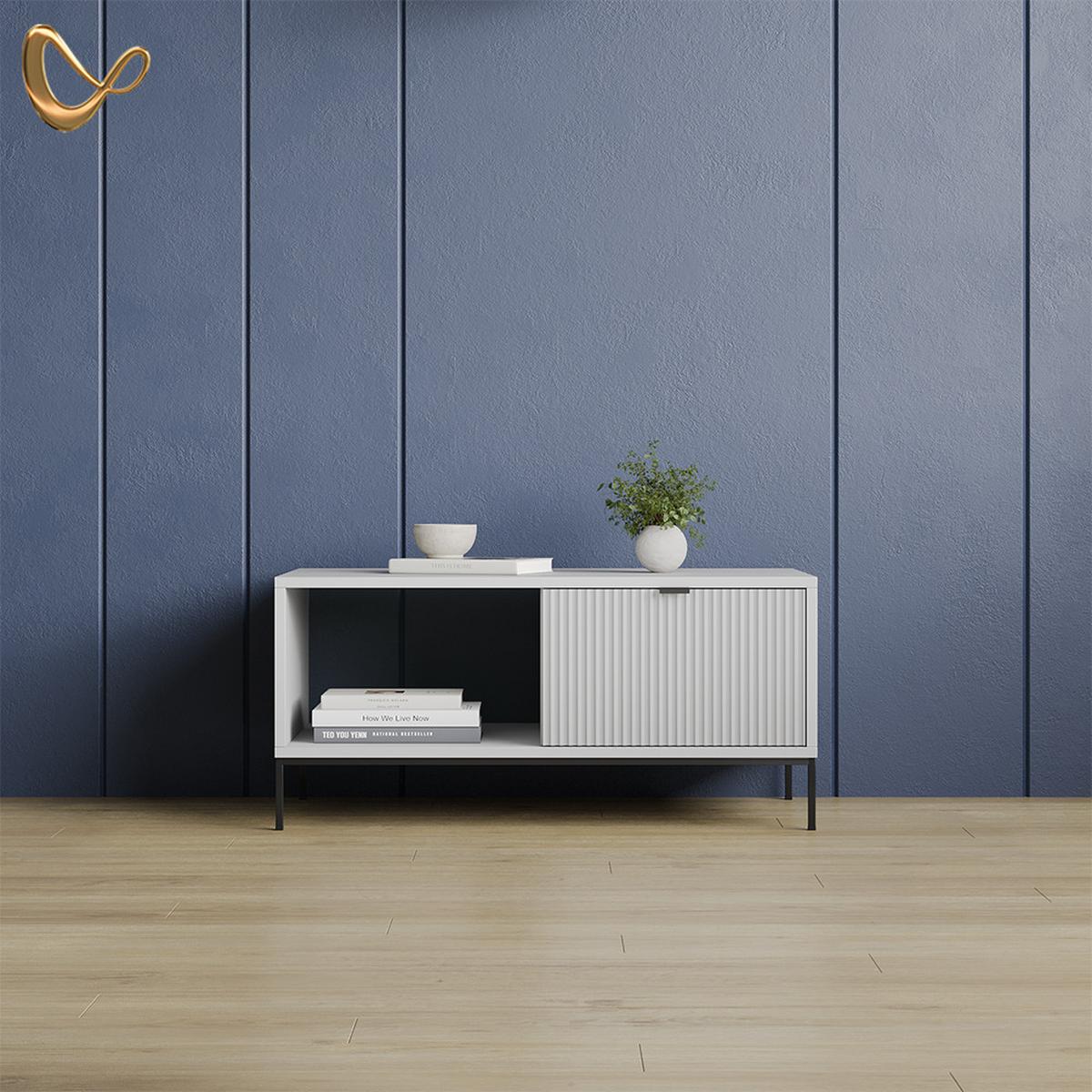 COUCHTISCH Aterno Grau mit einer Schublade - Grau, Holzwerkstoff (50/90/45cm) - Livinity®