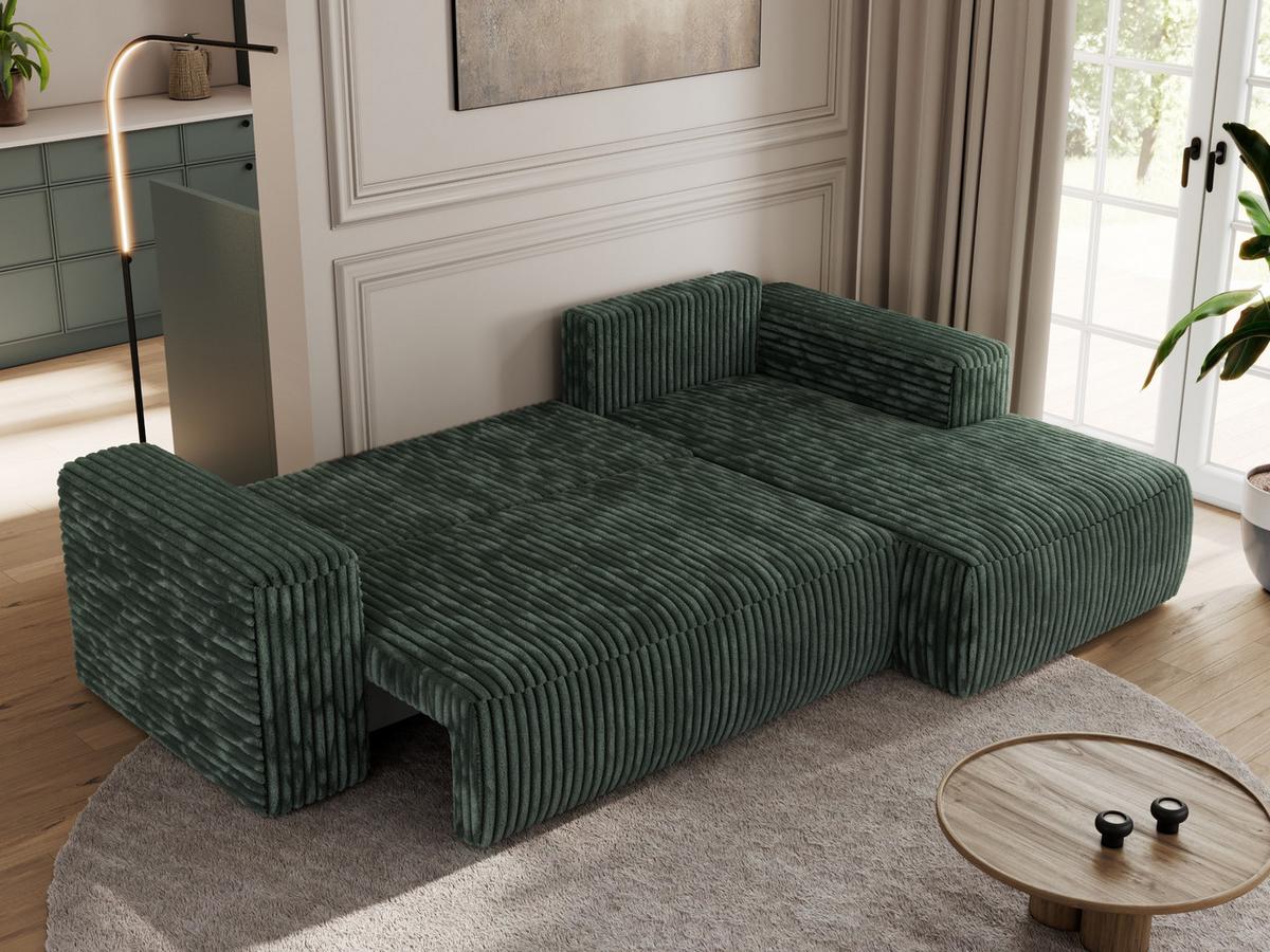 ECKSOFA TRENTINO L Grün Cord - Rechts - Schwarz/Grün, Kunststoff/Textil (164/266cm) - MKS