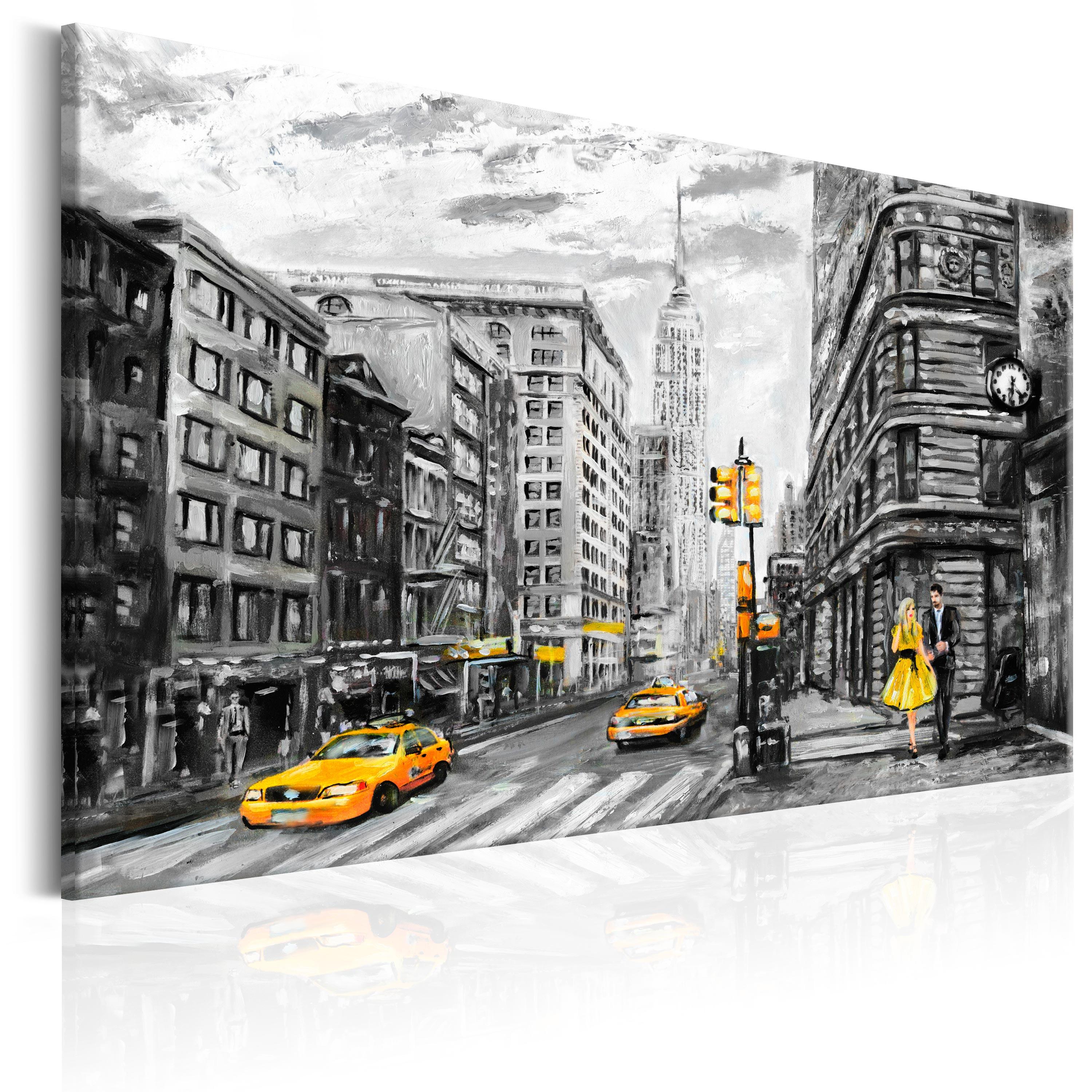 KUNSTDRUCK Schwarz-Weiß 120/80 cm - Gelb/Schwarz, Textil (120/80cm) - KUNSTLOFT