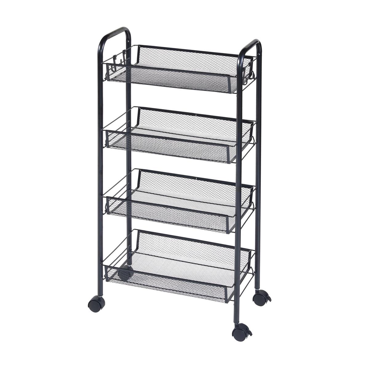 ROLLWAGEN Tromsø - Schwarz, Metall (44/83/26cm) - [en.casa]