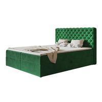 BOXBETT MIAMI mit 2 Bettkästen, 140x200, Farbe: Grün, Velourstoff, Doppelbett mit Bonell-Matratze - Grün, Holz/Kunststoff (140/200cm) - Alpi-Möbel