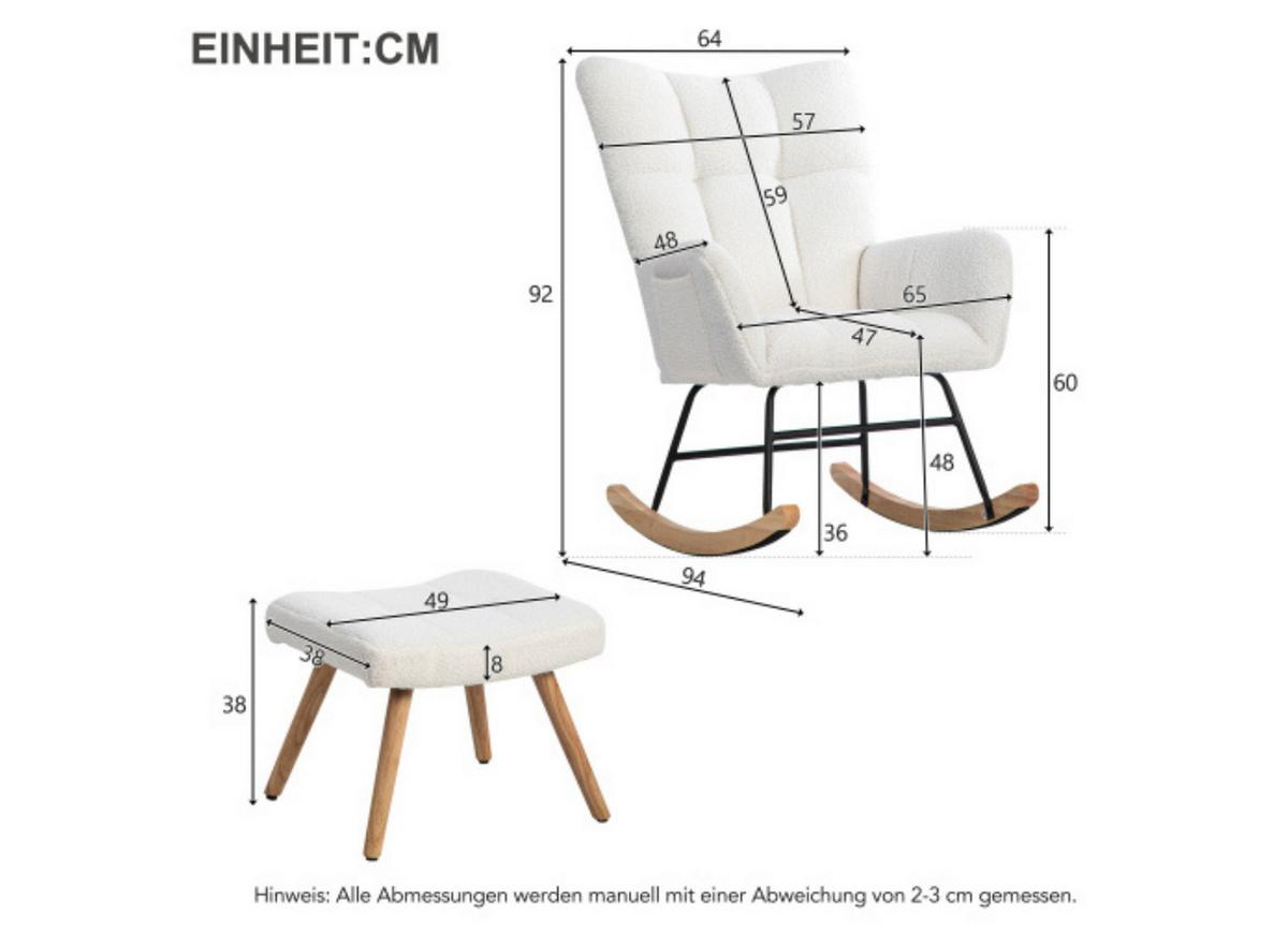 SCHAUKELSTUHL White - Weiß, Textil (69/33/69cm) - Urban Meuble