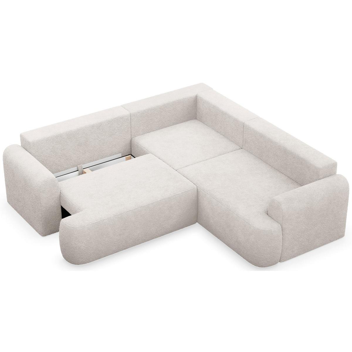 ECKSCHLAFSOFA Ovo CREMEFARBENER STOFF universell MIT BETTKASTEN - Creme/Schwarz, Kunststoff/Textil (245/245cm) - Selsey