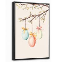 LEINWAND Bilder mit Rahmen - Osterkuchen - Schleife - Eier - 40x60 - Creme, Textil (40/60cm) - MuchoWow