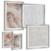 BILDER SET 5er Set - 50x50 cm & 20x30 cm & 40x60 cm Silberner Rahmen - Abstrakte Marmormuster aus Stein - Silberfarben, Kunststoff (40/60cm) - TULUP