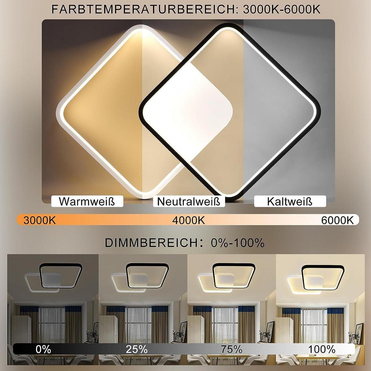 LED-DECKENLEUCHTE Nils 43/43/4.5 cm - Schwarz, Metall (30/4.5/30cm) - ZMH