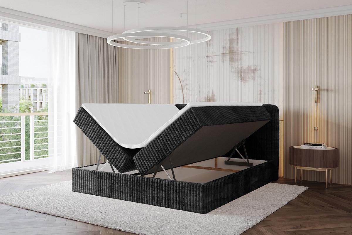 BOXBETT mit Matratze H4 - NINA - 180x200 cm - Schwarz - Graubraun, Holzwerkstoff (180/200cm) - ALTDECOR