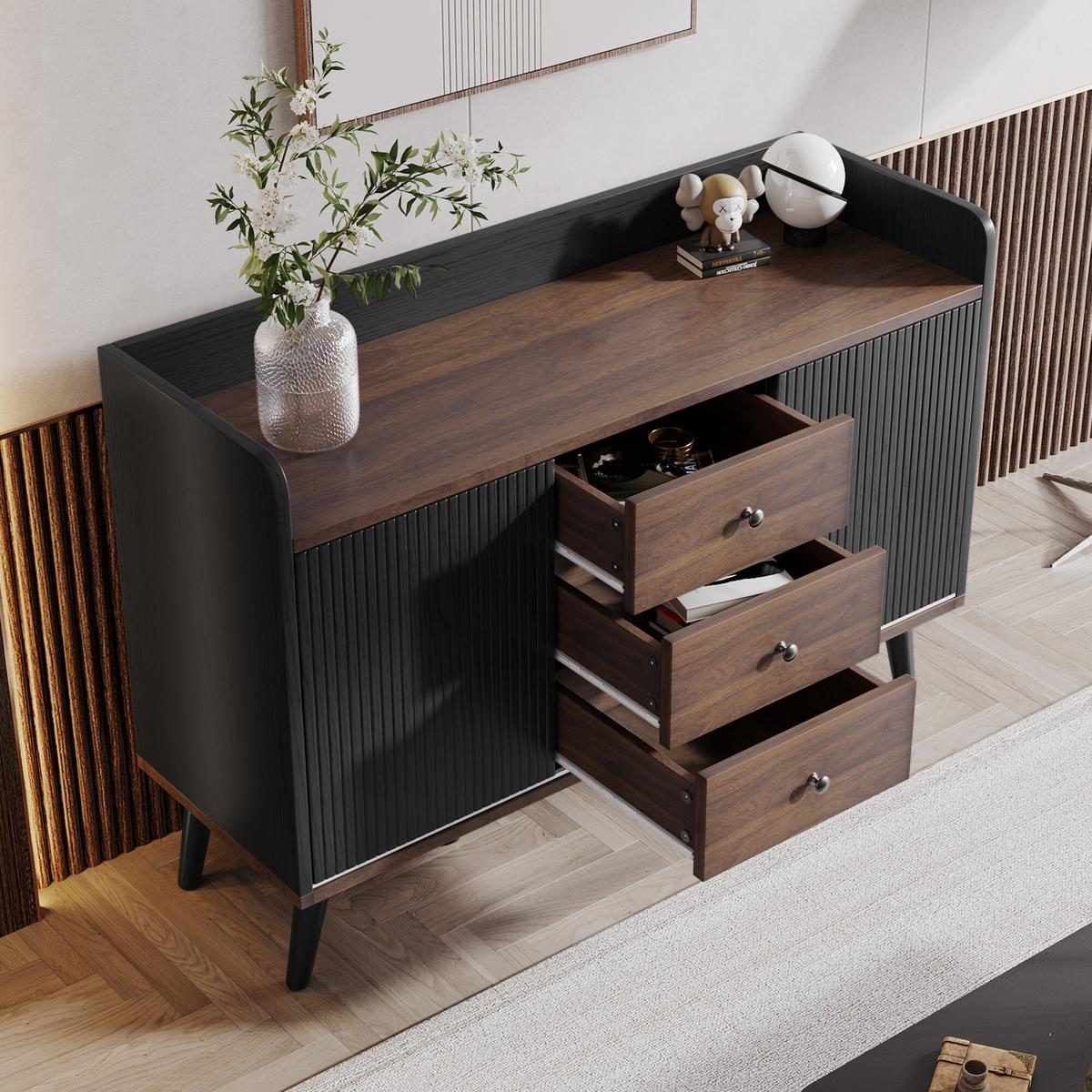 SIDEBOARD Schwarz 117,5/39,5/80 cm - Schwarz, Holzwerkstoff/Metall (39/80/117cm) - Urban Meuble