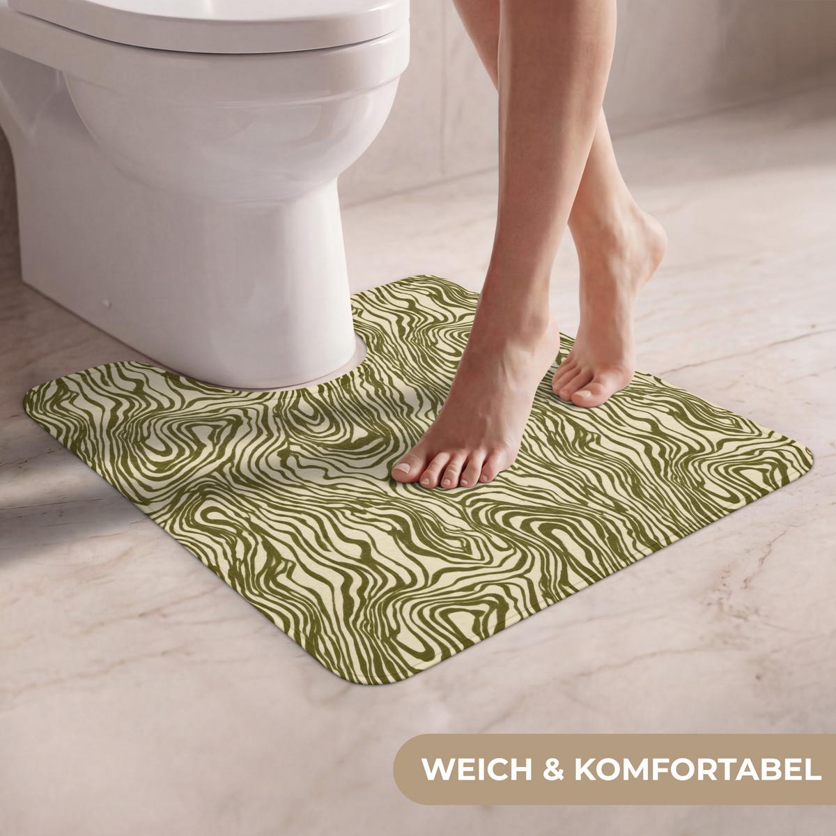 WC-VORLEGER Abstrakt - Marmor - Grün Toilettenvorleger 55x60 cm - Dunkelgrün, Textil (55/1cm) - OnlyWow
