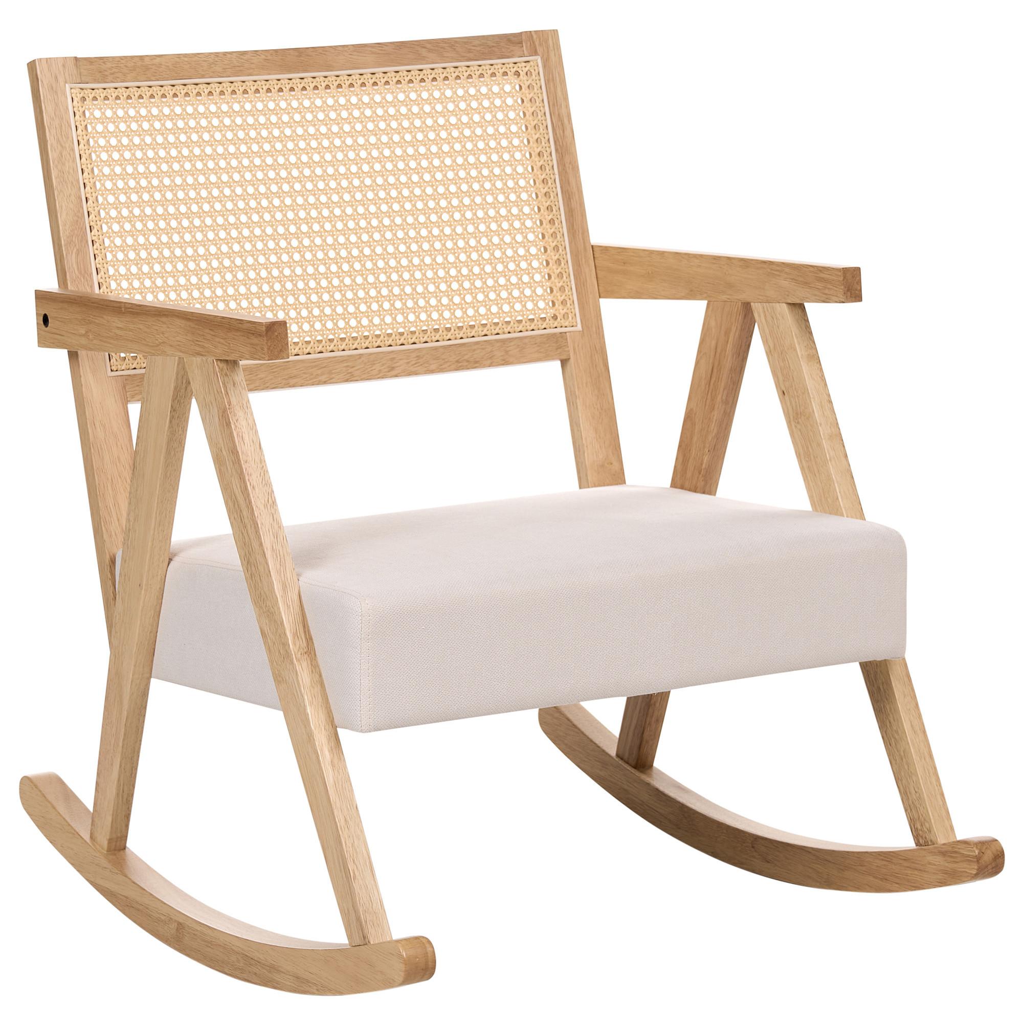 SCHAUKELSESSEL Holz Hellbraun/Hellbeige Rya - Beige/Braun, Textil (65/79/78cm) - Beliani