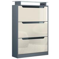SCHUHSCHRANK Space Creme Hochglanz - Creme, Holzwerkstoff (89/128/23cm) - Vladon