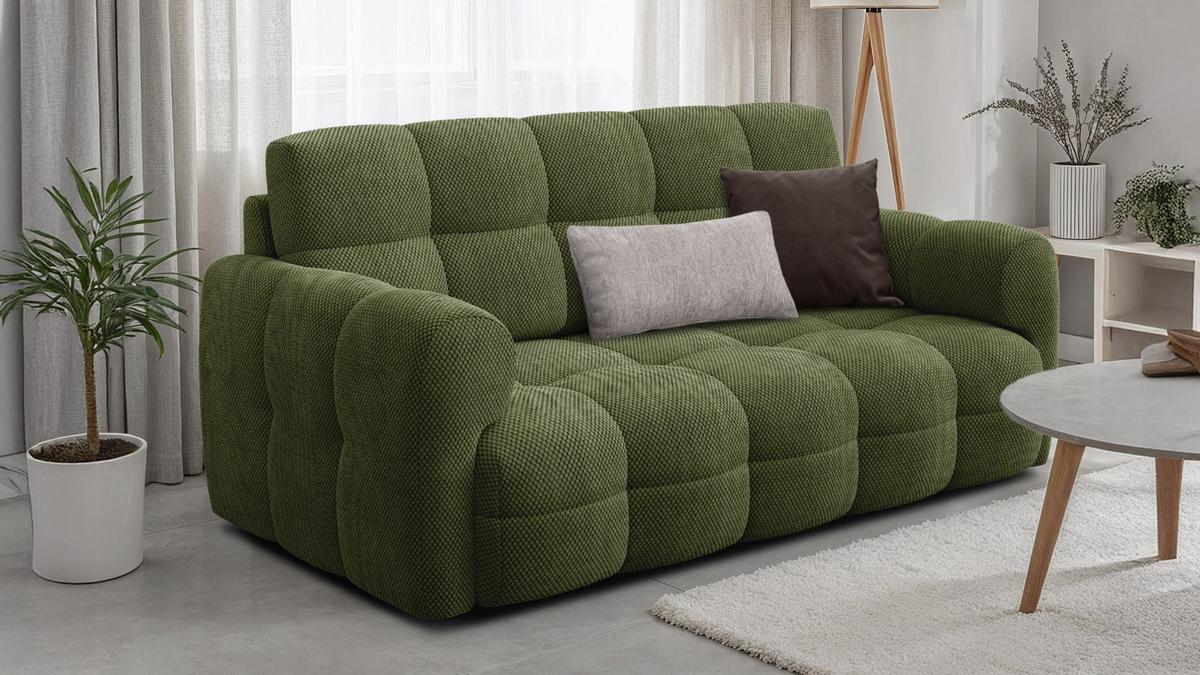 SOFA MELLOW 2,5-Sitzer, olive - Schwarz/Grün, Holz/Textil (183/87/98cm) - Wozimo