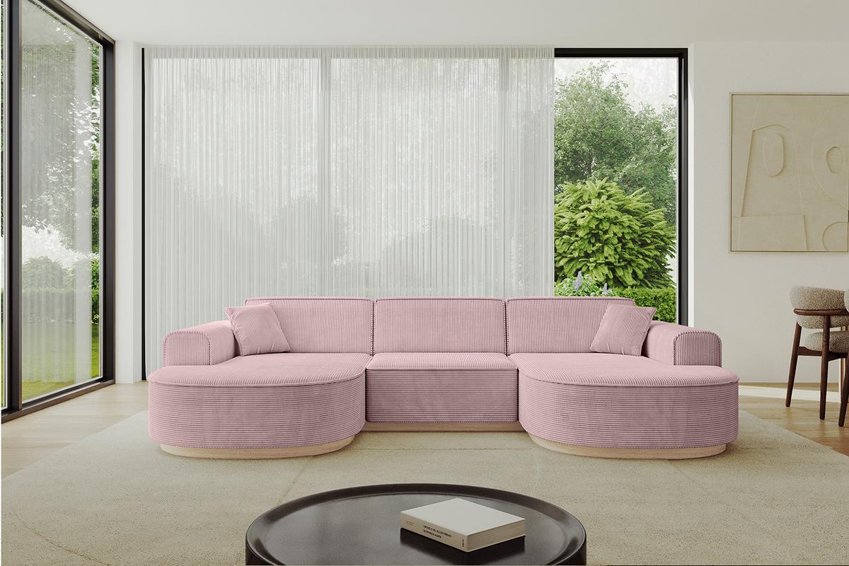 WOHNLANDSCHAFT MARI-U1-v1 - 303x171x83 cm Rosa Cord - Rosa, Holzwerkstoff/Textil (303/83/171cm) - ALTDECOR