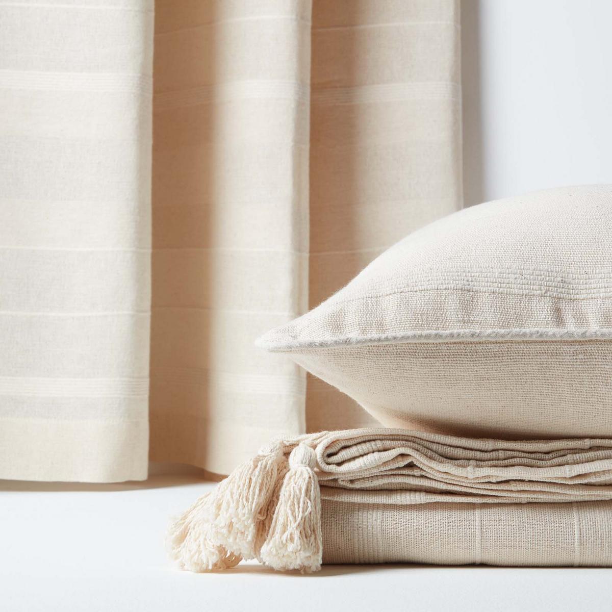 ÖSENVORHANG Rajput blickdicht 2er-Set, 137/137 cm - Naturfarben, Textil (137/137cm) - Homescapes
