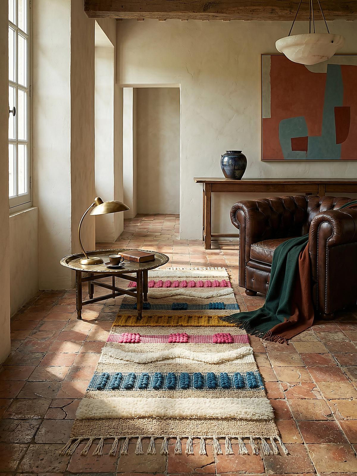 TEPPICH aus Jute handgewebt WHARFE in Bunt, geometrisch, 60 x 230 cm - Multicolor, Textil (230/60cm) - KADIMA DESIGN