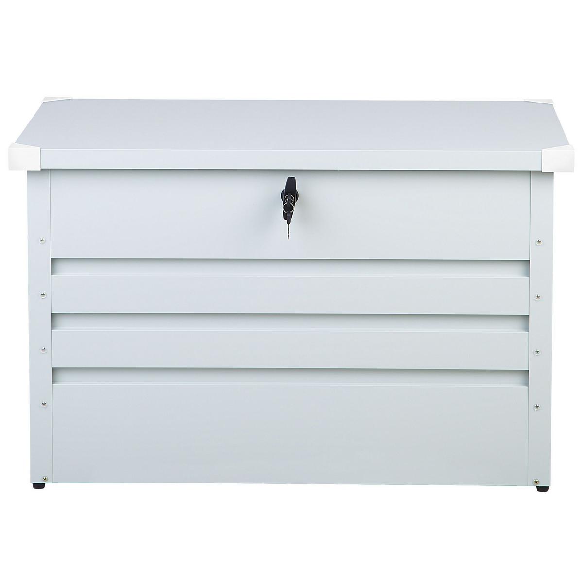 AUFLAGENBOX Stahl hellgrau 100/62 cm Cebrosa - Hellgrau, Metall (100/64/62cm) - Beliani