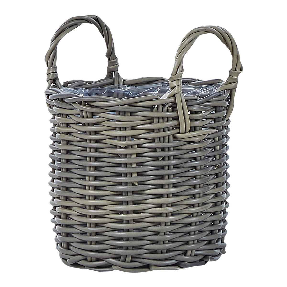 BLUMENKORB 3er-Set Rattan taupe rund 40-37/35-31/29-24 cm Nikiti - Braun, Kunststoff (45cm) - Beliani